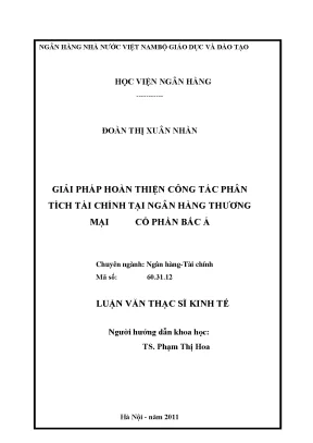 Giải pháp hoàn thiện công tác phân tích tài chính tại ngân hàng thương mại cổ phần bắc á
