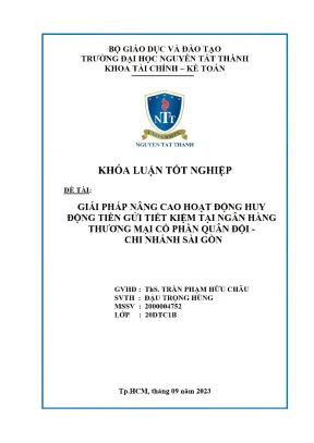 Giải pháp nâng cao hoạt động huy động tiền gửi tiết kiệm tại ngân hàng thương mại cổ phần quân đội chi nhánh sài gòn