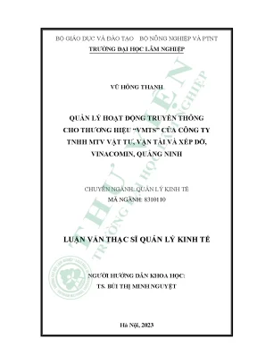 Quản lý hoạt động truyền thông cho thương hiệu vmts của công ty tnhh mtv vật tư vận tải và xếp dỡ vinacomin quảng ninh