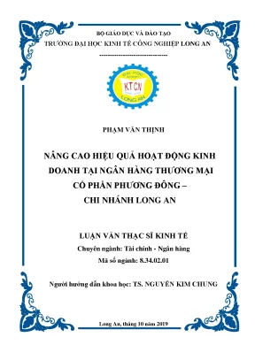 Nâng cao hiệu quả hoạt động kinh doanh tại ngân hàng thương mại cổ phần phương đông chi nhánh long an