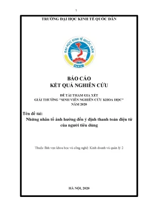 Những nhân tố ảnh hưởng đến ý định thanh toán điện tử của người tiêu dùng1