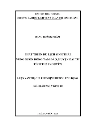 Phát triển du lịch sinh thái vùng sườn đông tam đảo huyện đại từ tỉnh thái nguyên