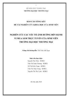 Nghiên cứu các yếu tố ảnh hưởng đến hành vi mua sắm trực tuyến của sinh viên trường đại học thương mại