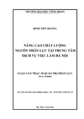 Nâng cao chất lượng nguồn nhân lực tại trung tâm dịch vụ việc làm hà nội