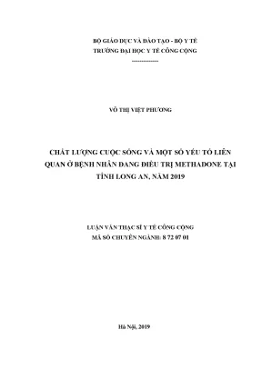 Luận văn chất lượng cuộc sống và một số yếu tố liên quan ở bệnh nhân đang điều trị methadone tại tỉnh long an năm 2019