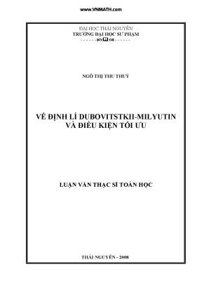 Định lí dubovitstkii milyutin và điều kiện tối ưu