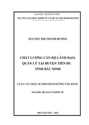 Chất lượng cán bộ lãnh đạo quản lý tại huyện tiên du tỉnh bắc ninh