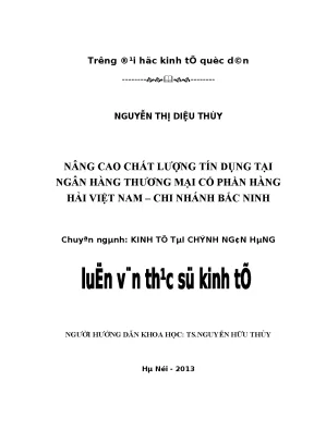 Nâng cao chất lượng tín dụng tại ngân hàng thương mại cổ phần hàng hải việt nam chi nhánh bắc ninh