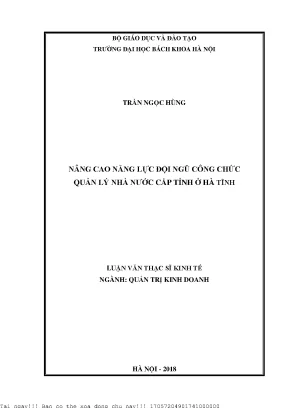 Nâng ao năng lực đội ngũ công chức quản lý nhà nước cấp tỉnh hà tĩnh