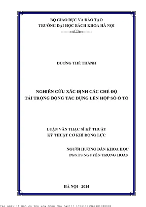 Nghiên ứu hính xá á hế độ tải trọng động tá dụng lên hộp số ô tô