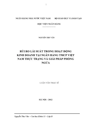 Rủi ro lãi suất trong hoạt động kinh doanh tại ngân hàng thương mại cổ phần việt nam thực trạng và giải pháp phòng ngừa