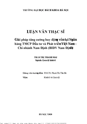 Giải pháp tăng ường huy động vốn tại ngân hàng tmcp đầu tư và phát triển việt nam bidv nam định