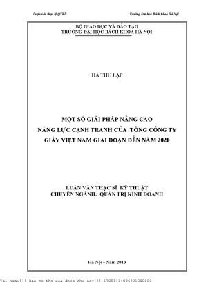 Một số giải pháp nâng ao năng lực cạnh tranh của tổng công ty giấy việt nam giai đoạn đến năm 2020