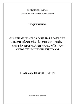 Giải pháp nâng cao sự hài lòng của khách hàng về các chương trình khuyến mại ngành hàng sữa tắm công ty unilever việt nam