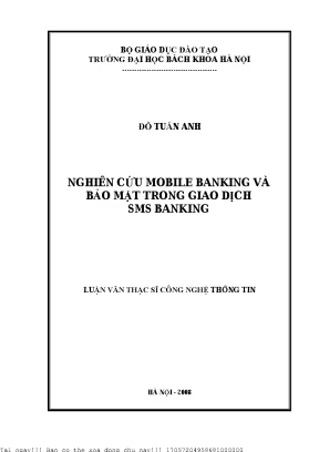 Nghiên ứu mobile banking và bảo mật trong giao dịch sms banking