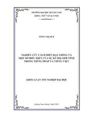 Nghiên cứu cách diễn đạt giống và một số biểu hiện của sự kỳ thị giới tính trong tiếng pháp và tiếng việt
