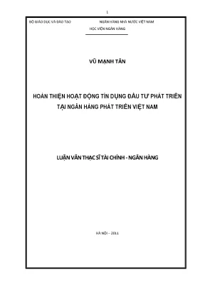 Hoàn thiện hoạt động tín dụng đầu tư phát triển tại ngân hàng phát triển việt nam