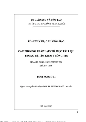 Cá phương pháp lập hỉ mụ tài liệu trong hệ tìm kiếm thông tin