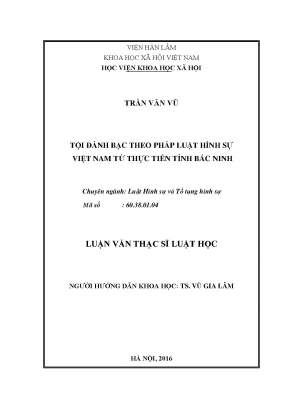 Tội đánh bạc theo pháp luật hình sự việt nam từ thực tiễn tỉnh bắc ninh