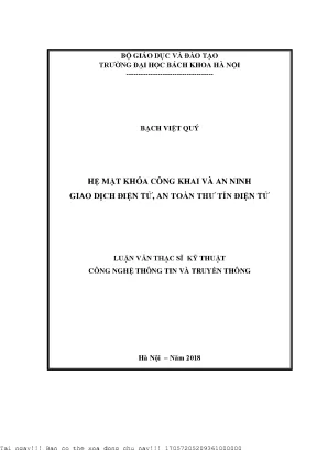 Hệ mật khóa ông khai và an ninh giao dịh điện tử an toàn thư tín điện tử