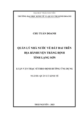 Quản lý nhà nước về đất đai trên địa bàn huyện tràng định tỉnh lạng sơn