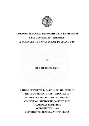 Corporate social responsibility in vietnam state owned enterprises a comparative analysis of pvep and vtc by miss thi hue nguyen