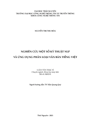 Nghiên cứu một số kỹ thuật nlp và ứng dụng phân loại văn bản tiếng việt