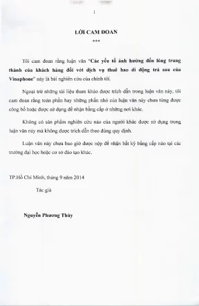 Các yếu tố ảnh hưởng đến lòng trung thành của khách hàng đối với dịch vụ thuê bao di động trả sau của vinaphone