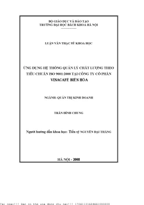Ứng dụng hệ thống quản lý hất lượng theo tiêu huẩn iso 90012000 tại công ty ổ phần vina cafe biên hoà