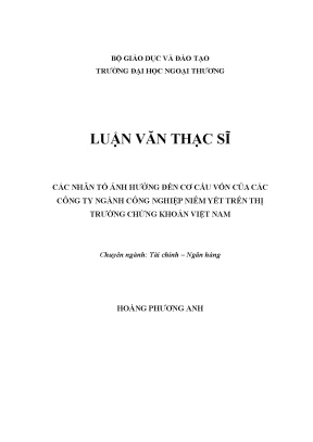 Các nhân tố ảnh hưởng đến cơ cấu vốn của các công ty ngành công nghiệp niêm yết trên thị trường chứng khoán việt nam