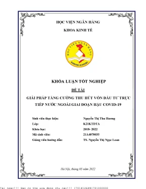 Giải pháp tăng cường thu hút và sử dụng vốn đầu tư trực tiếp nước ngoài giai đoạn hậu covid 19