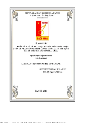 Phân tíh và đề xuất một số giải pháp hoàn thiện quản lý nhà nước về chất lượng đào tạo và sát hạch lái xe trên địa bàn tỉnh lai châu
