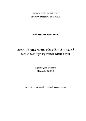 Quản lý nhà nước đối với hợp tác xã nông nghiệp tại tỉnh bình định