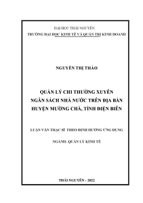 Quản lý chi thường xuyên ngân sách nhà nước trên địa bàn huyện mường chà tỉnh điện biên