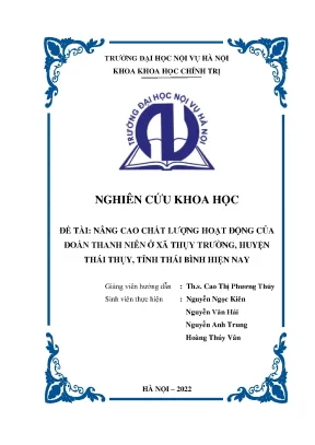 Đề tài nâng cao chất lượng hoạt động của đoàn thanh niên xã thụy trường huyện thái thụy tỉnh thái bình