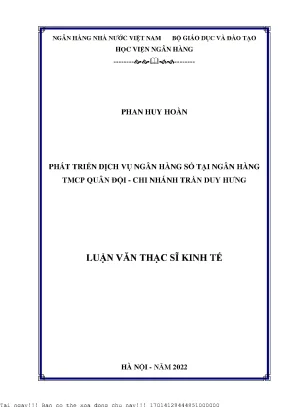 Phát triển dịch vụ ngân hàng số tại ngân hàng tmcp quân đội chi nhánh trần duy hưng
