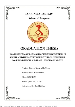 Complete financial analysis of business customers in credit activities at vietnam joint stock commercial bank for industry and trade west hanoi branch