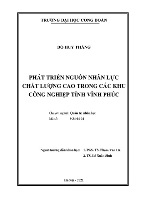 Phát triển nguồn nhân lực chất lượng cao trong các khu công nghiệp tỉnh vĩnh phúc