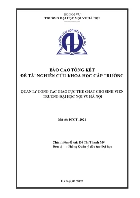 Đề tài quản lý công tác giáo dục thể chất cho sinh viên trường đại học nội vụ hà nội