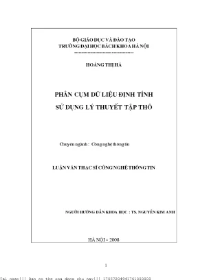 Phân ụm dữ liệu định tính sử dụng lý thuyết tập thô