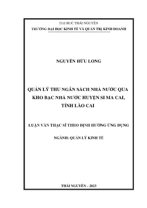 Quản lý thu ngân sách nhà nước qua kho bạc nhà nước huyện si ma cai tỉnh lào cai