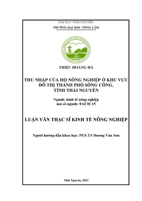 Thu nhập của hộ nông nghiệp ở khu vực đô thị thành phố sông công tỉnh thái nguyên