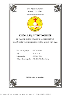 Ảnh hưởng của chính sách tiền tệ tới giá cổ phiếu trên thị trường chứng khoán việt nam
