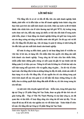 Hoàn thiện tổ chức kế toán vốn bằng tiền tại công ty cổ phần hàng hải vạn xuân