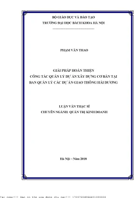 Giải pháp hoàn thiện ông tác quản lý dự án xây dựng cơ bản tại ban quản lý các dự án giao thông hải dương
