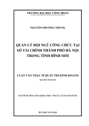 Quản lý đội ngũ công chức tại sở tài chính thành phố hà nội trong tình hình mới