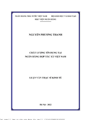 Chất lượng tín dụng tại ngân hàng hợp tác xã việt nam