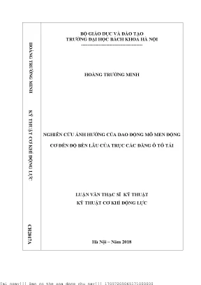 Nghiên ứu ảnh hưởng ủa dao động mô men động ơ đến độ bền lâu ủa trụ á đăng ô tô tải