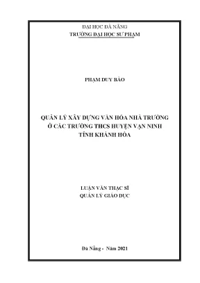 Quản lý xây dựng văn hóa nhà trường ở các trường thcs huyện vạn ninh tỉnh khánh hòa