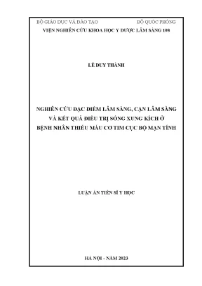 Luận án nghiên cứu đặc điểm lâm sàng cận lâm sàng và kết quả điều trị sóng xung kích ở bệnh nhân thiếu máu cơ tim cục bộ mạn tính